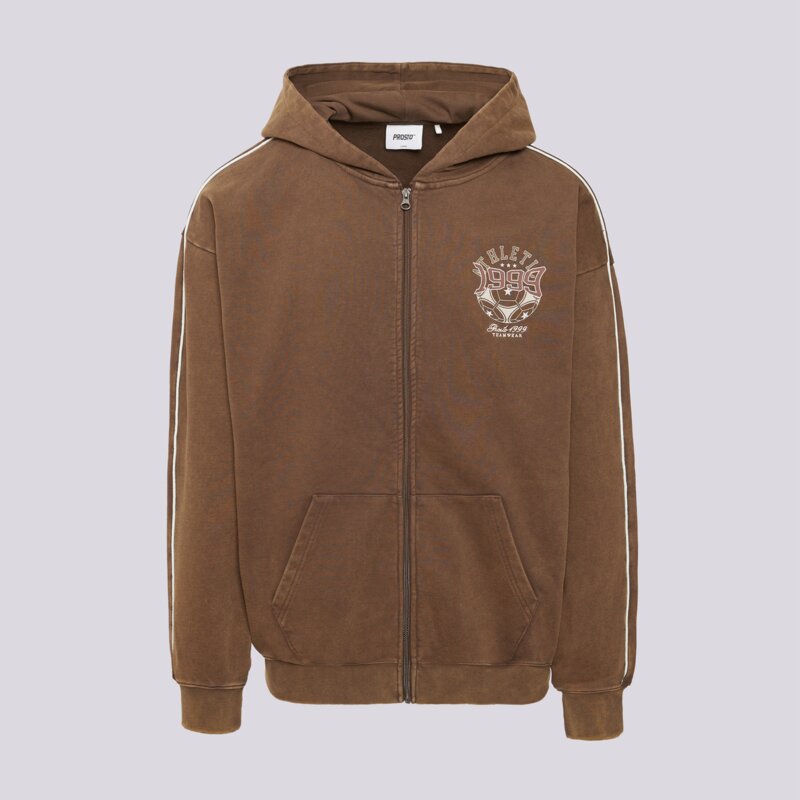 PROSTO DŽEMPERIS UŽSEGAMAS ZIP HOODIE ATHLETIC WASHED BROWN